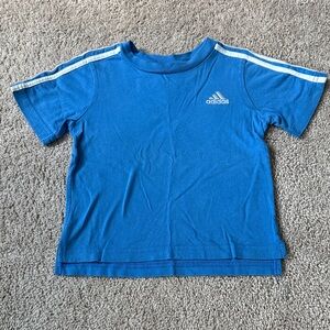 Adidas Kids' Short Sleeve Blue Tee with White Stripes 24 month
